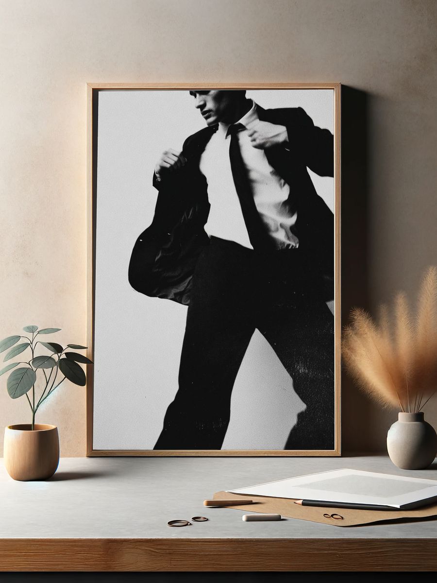 Elegant Man in Suit — Black and White Print. — room view 2