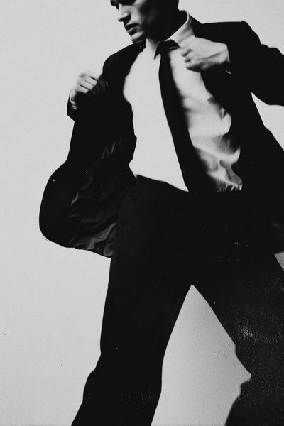 Elegant Man in Suit — Black and White Print. poster print