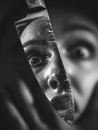 Reflected Fear — Black-White Print. poster print