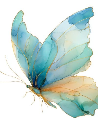 Blue Butterfly — Watercolor Print. poster print