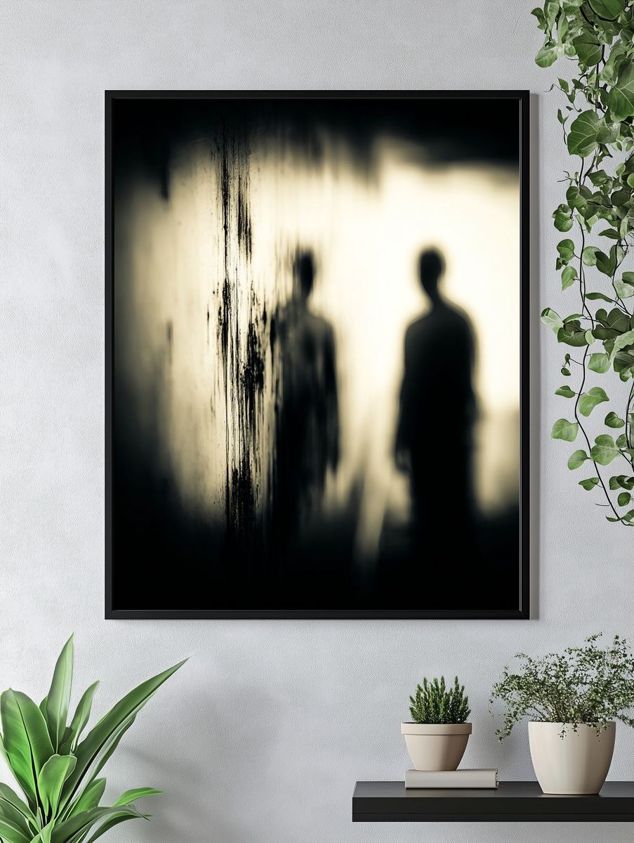 Silhouetted Figures — Black-White Print. — room view 4