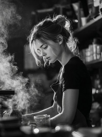 Barista Portrait Black-White Poster. poster