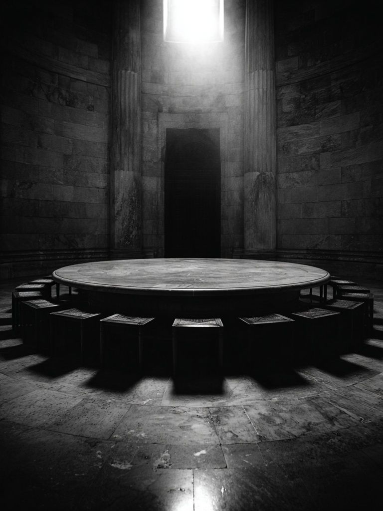 Mysterious Circular Room — Black and White Print. poster — photography art
