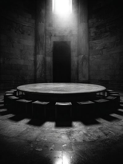 Mysterious Circular Room — Black and White Print. poster print