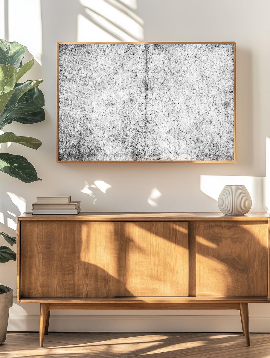 Textured Black and White Abstract Poster. — room view 3