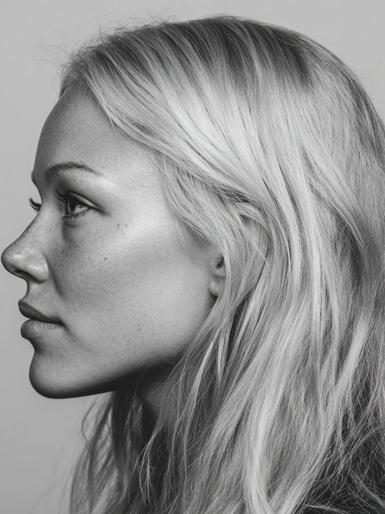 Profile Portrait — Black-White Print. poster — photography art