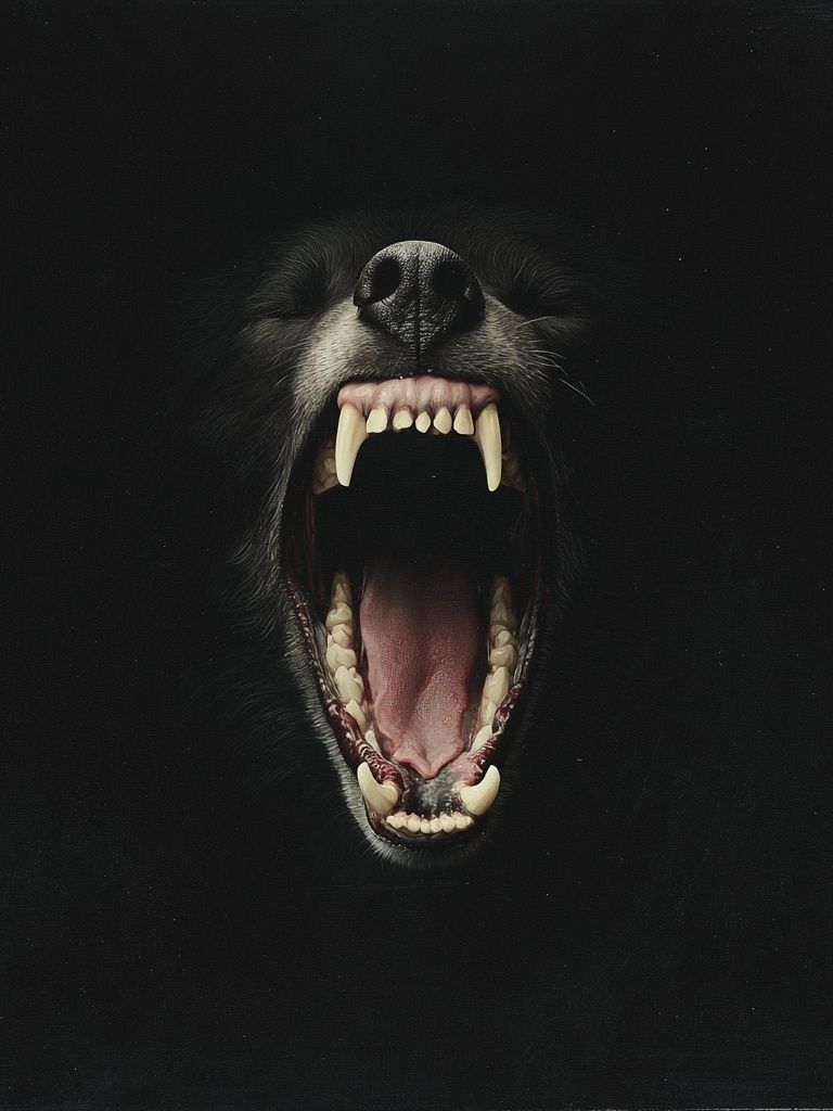 Howling Black Bear Portrait Print. poster detail