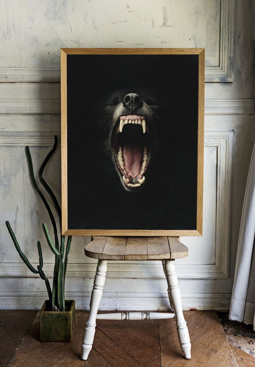 Howling Black Bear Portrait Print room preview