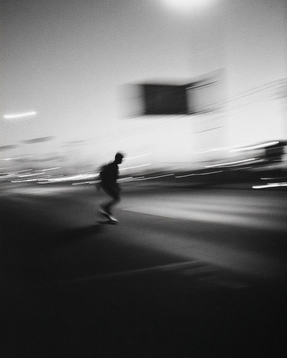 Skateboarding in Motion — Black-White Print. poster detail