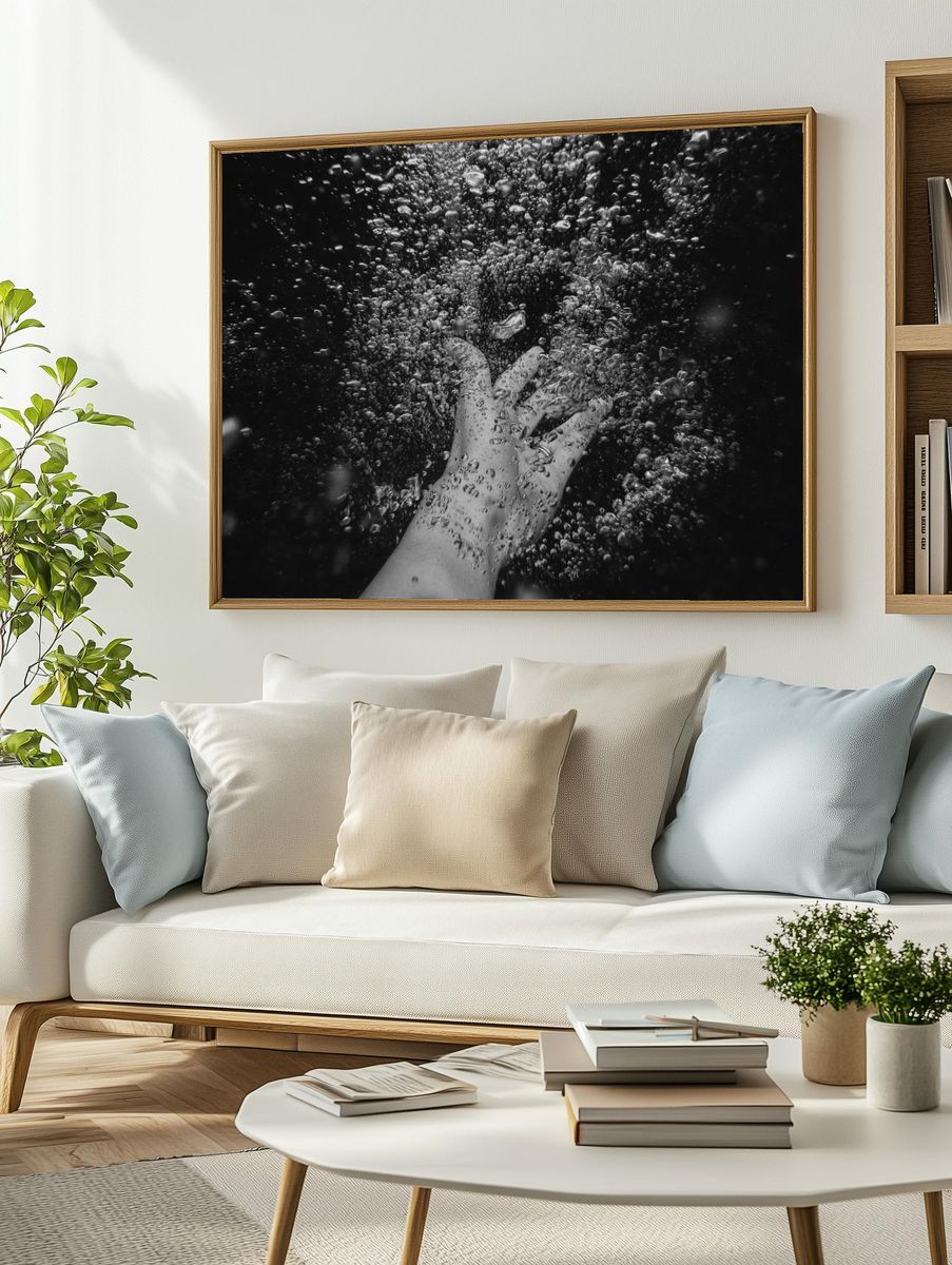 Underwater Hand — Black-White Print. — room view 2