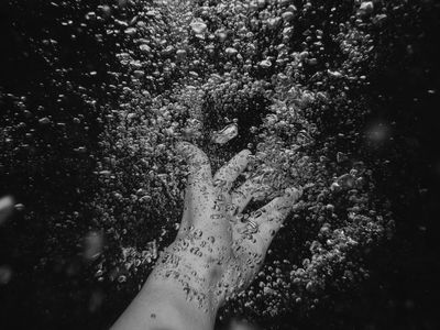 Underwater Hand — Black-White Print. poster print
