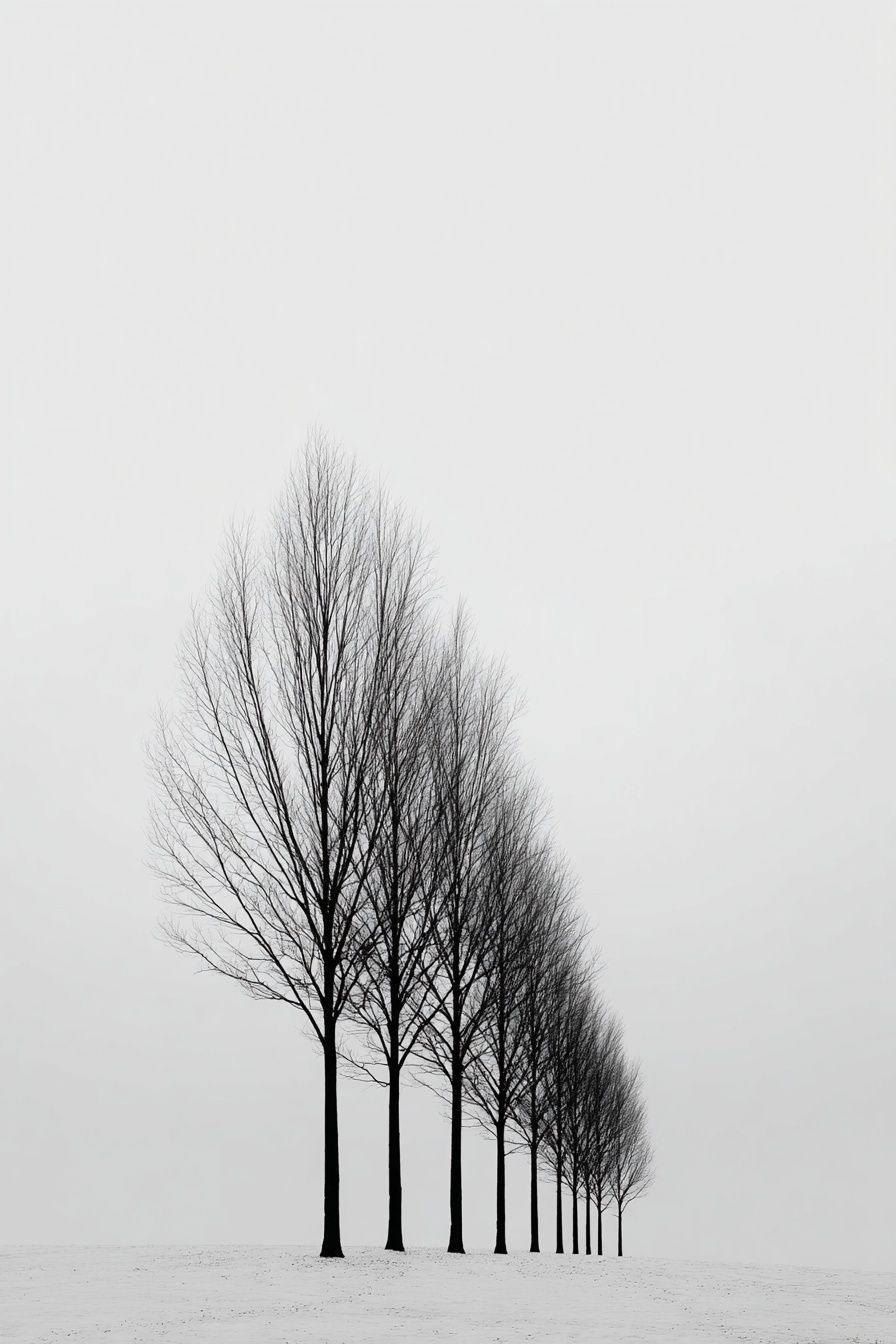 Bare Trees in Winter — Black-White Print. poster detail