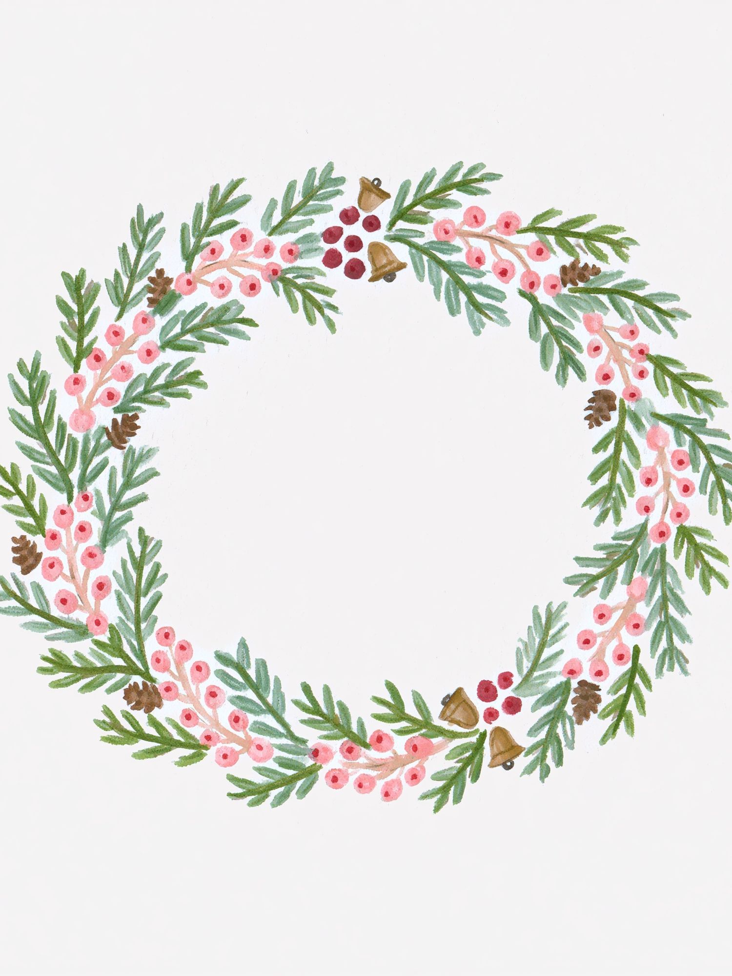 Winter Berry Wreath Botanical Print. poster — botanical art