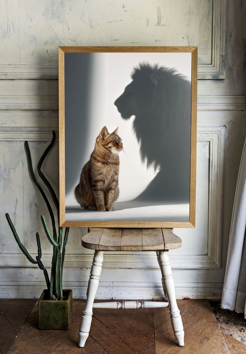 Cat and Lion Shadow — Animal Photography Print room preview