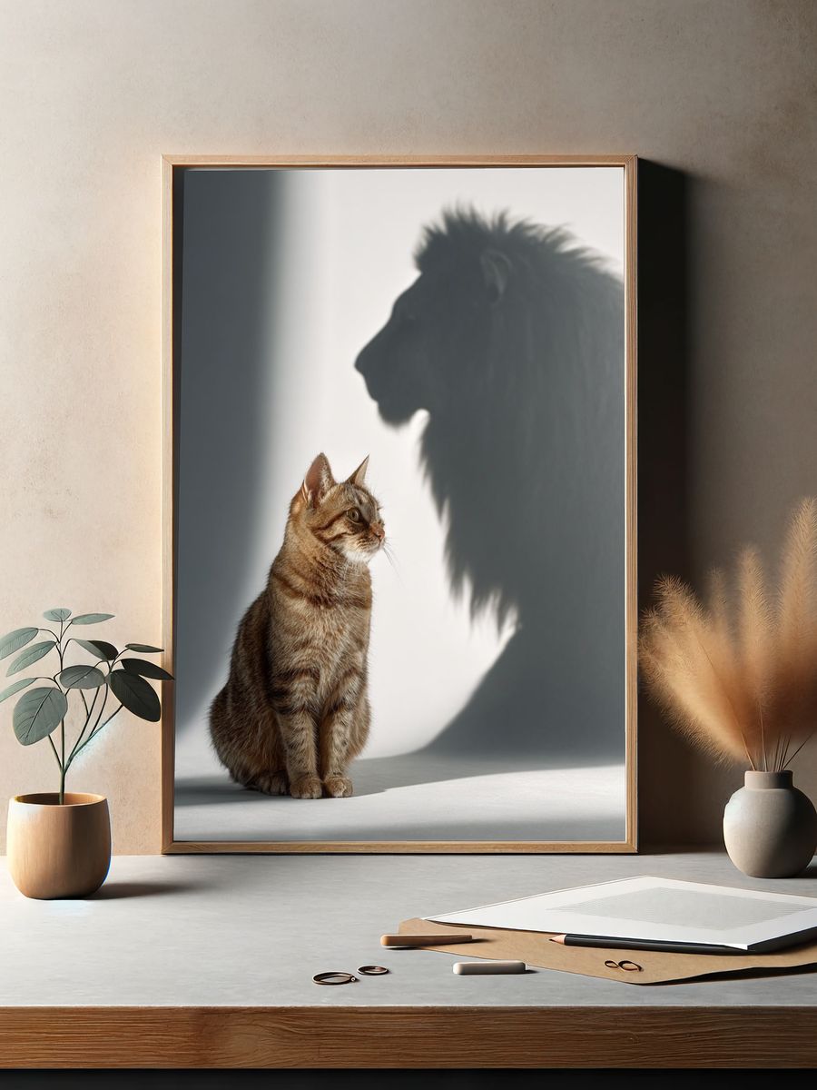 Cat and Lion Shadow — Animal Photography Print. — room view 2