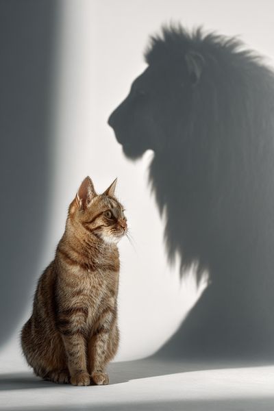 Cat and Lion Shadow — Animal Photography Print. poster