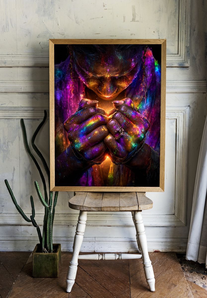Cosmic Hands — Fine Art Print. — room view 1