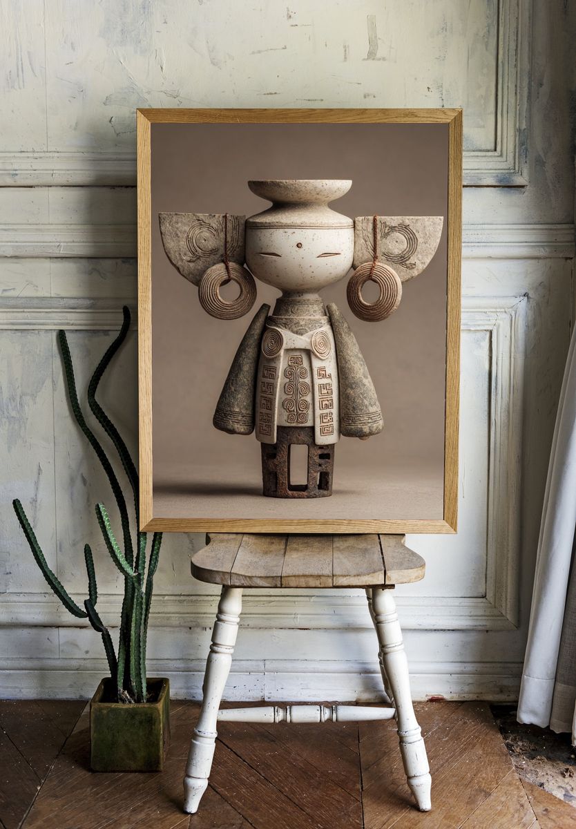 Ancient Ceramic Figurine — Fine Art Print. room preview