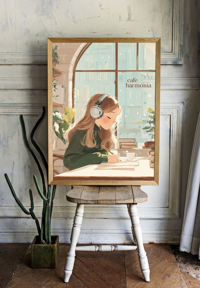 Cafe Harmonia — Illustration Print room preview