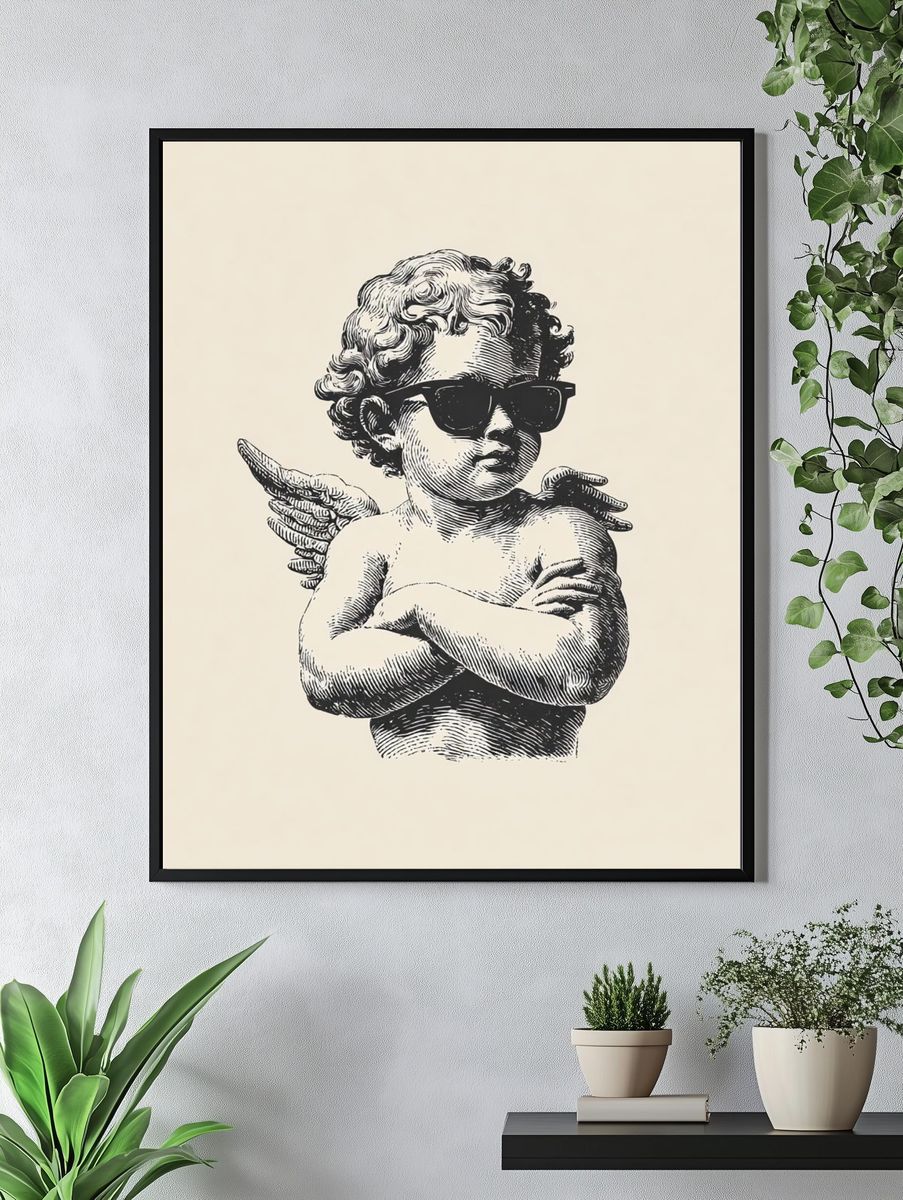 Cool Angel — Vintage Print. — room view 4