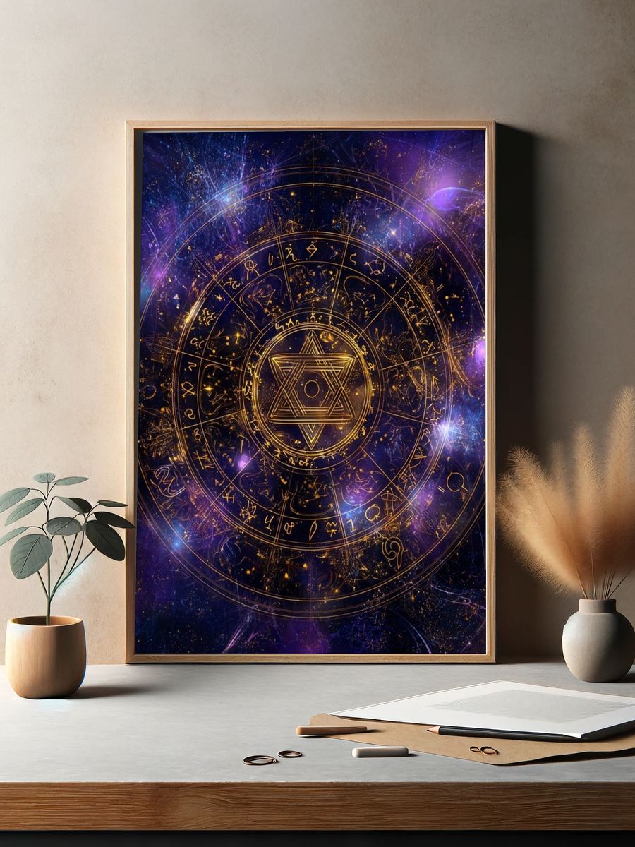 Cosmic Astrology Mandala — Digital Art Print. — room view 2