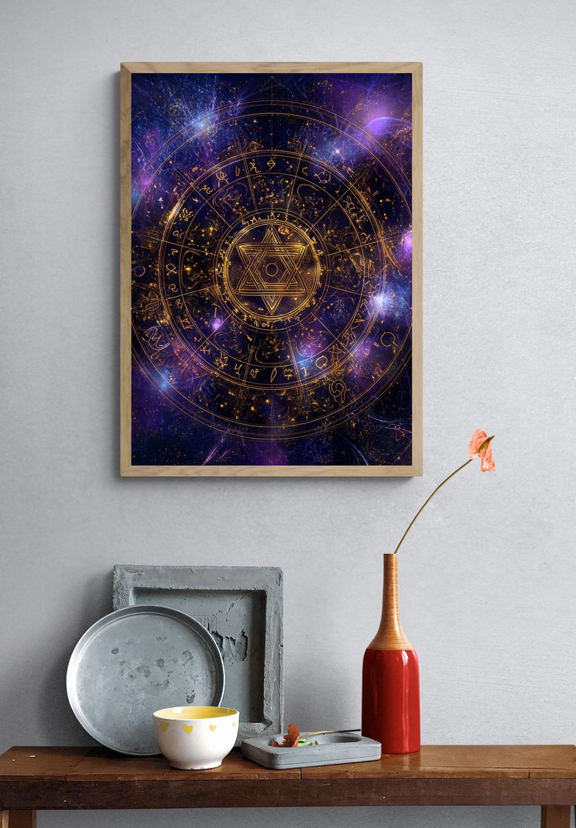 Cosmic Astrology Mandala — Digital Art Print. — room view 3
