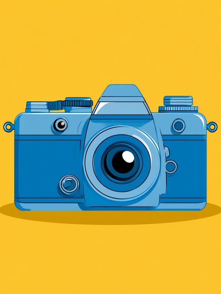 Blue Camera Illustration Poster. poster detail