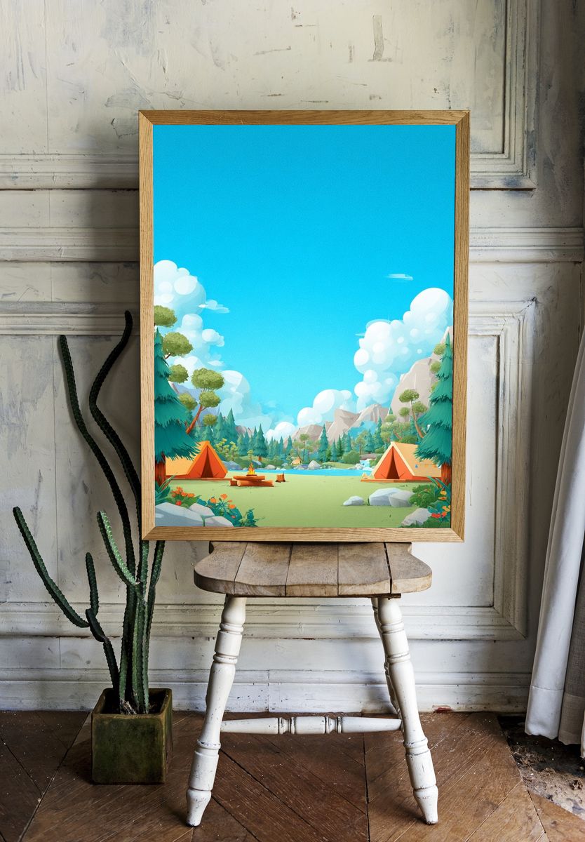 Camping Adventure — Illustration Print room preview