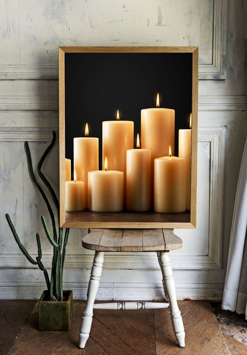 Lit Candle Still Life Poster. — room view 1
