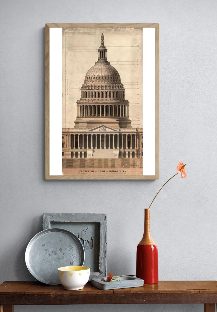 U.S. Capitol Dome Elevation Print. — room view 3