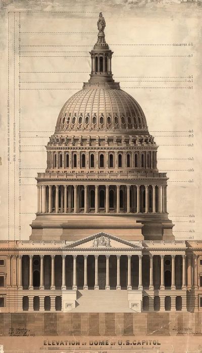 U.S. Capitol Dome Elevation Print. poster
