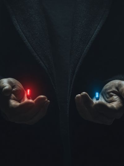 Red and Blue Pills — Conceptual Print. poster