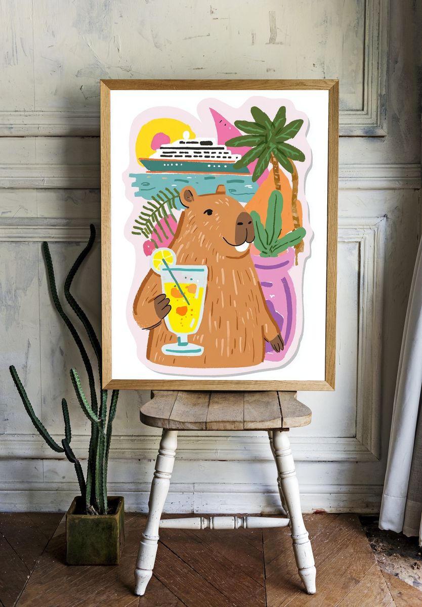 Capybara Tropical Cruise Poster room preview