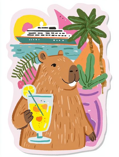 Capybara Tropical Cruise Poster. poster