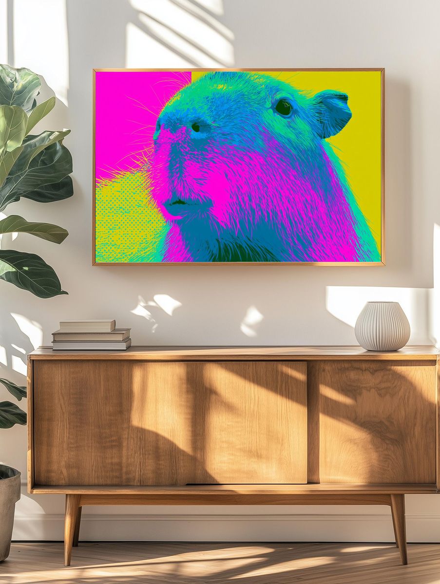 Pop Art Capybara Poster. — room view 3