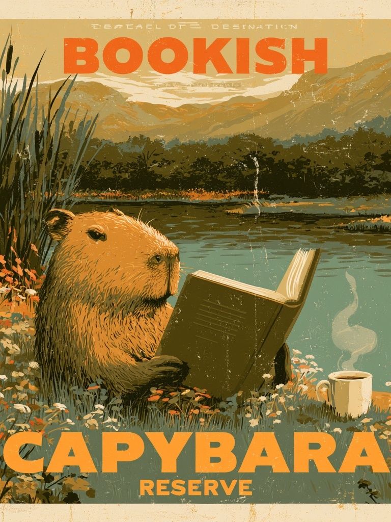 Capybara Reserve Vintage Poster. poster detail