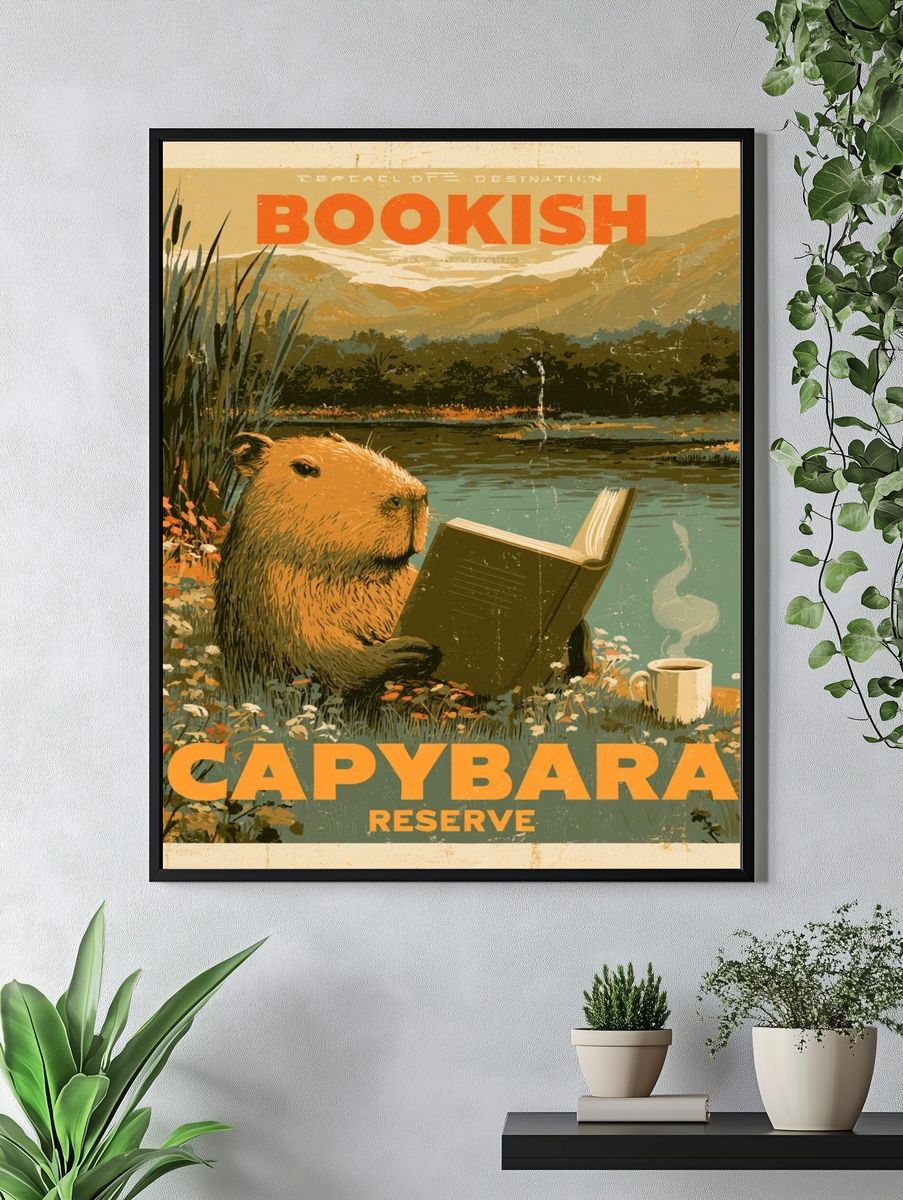 Capybara Reserve Vintage Poster. — room view 4