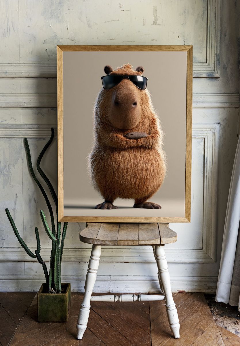 Cool Capybara Photography Poster. — room view 1