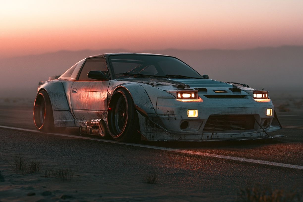 Drift Car at Sunset Photography Poster. poster detail