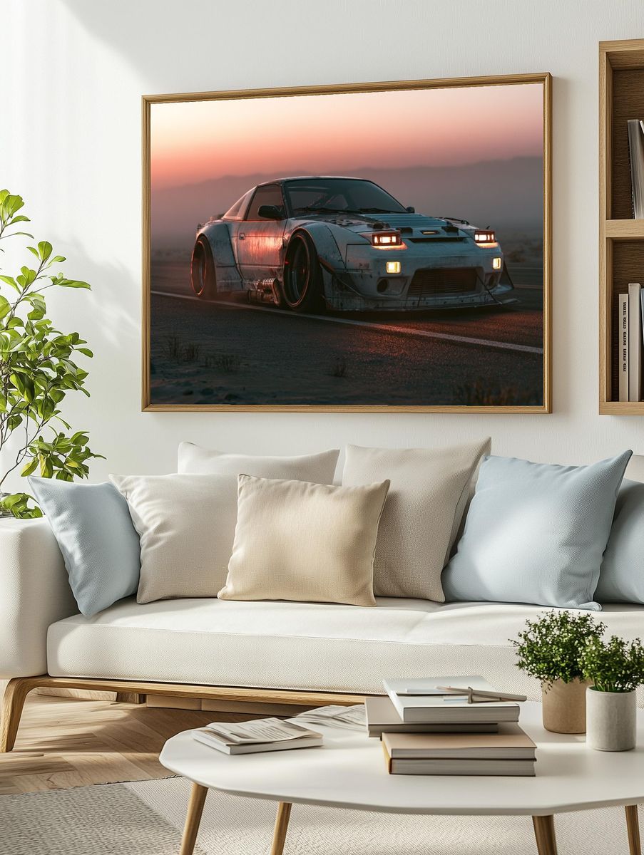 Drift Car at Sunset Photography Poster. — room view 2
