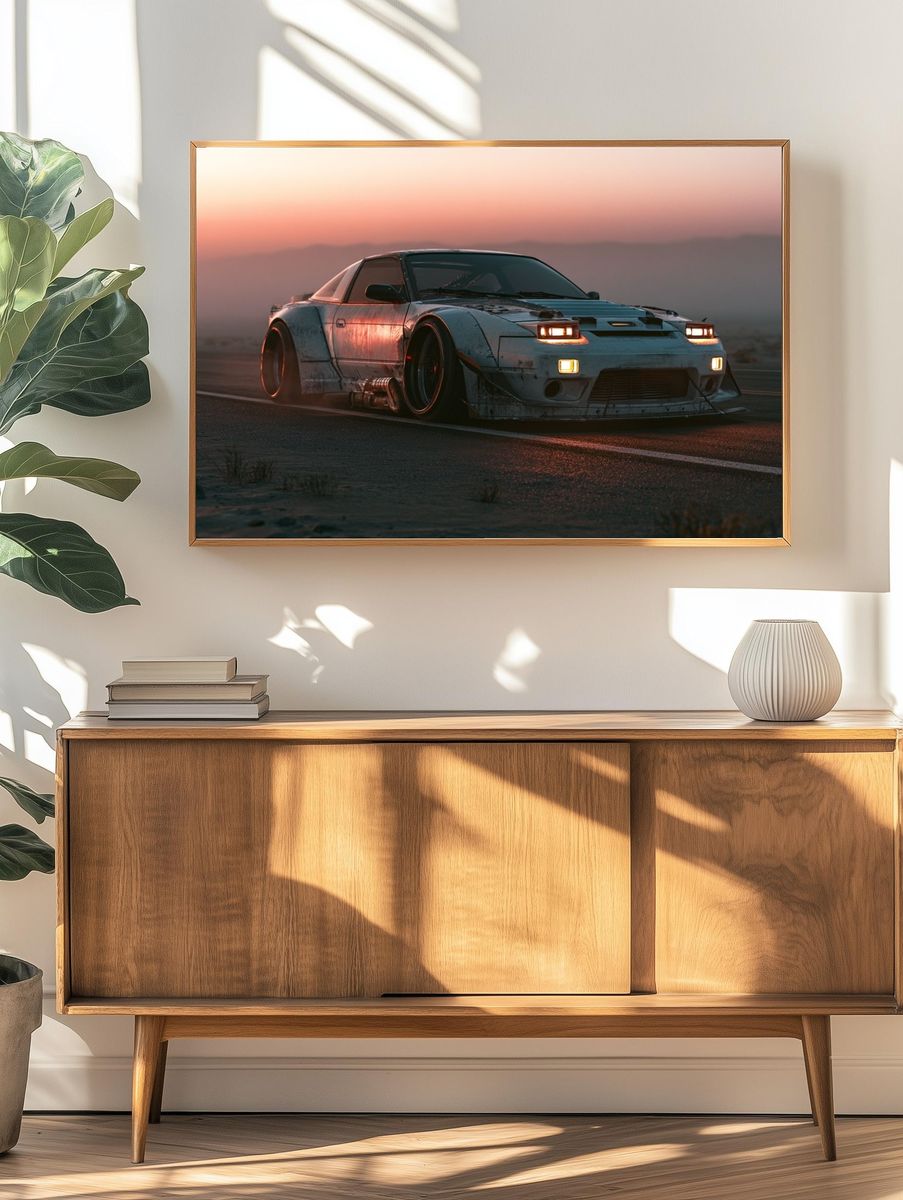 Drift Car at Sunset Photography Poster. — room view 3