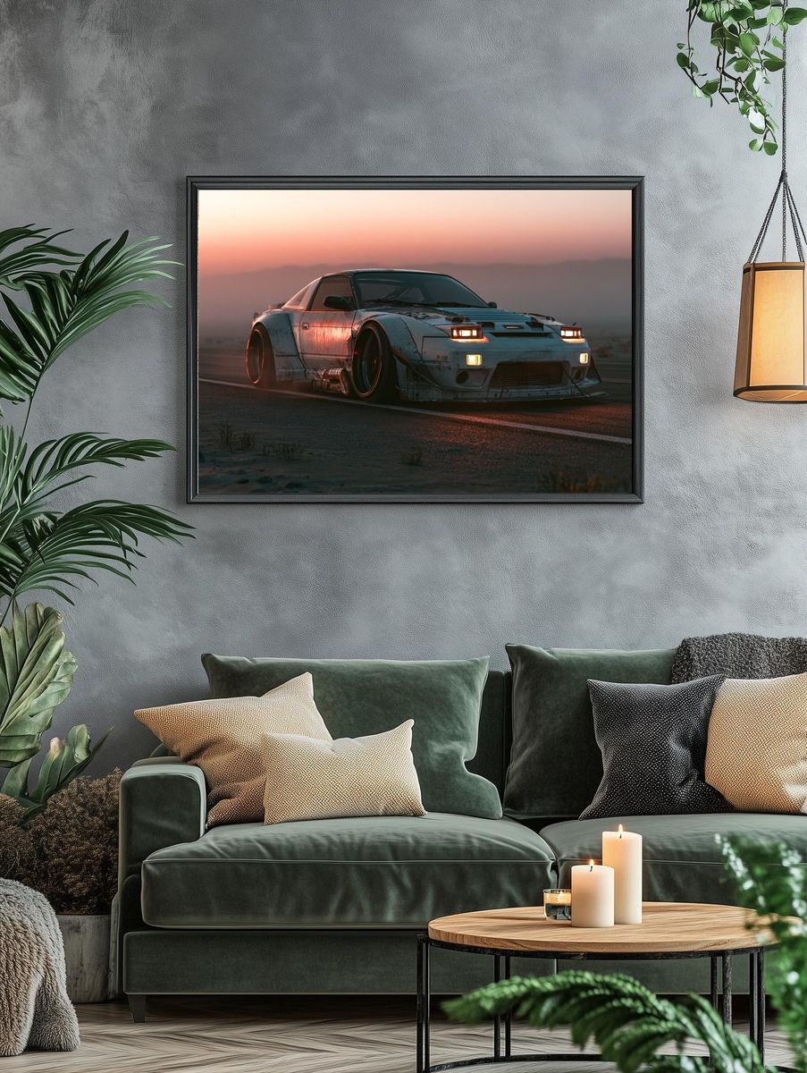 Drift Car at Sunset Photography Poster. — room view 4