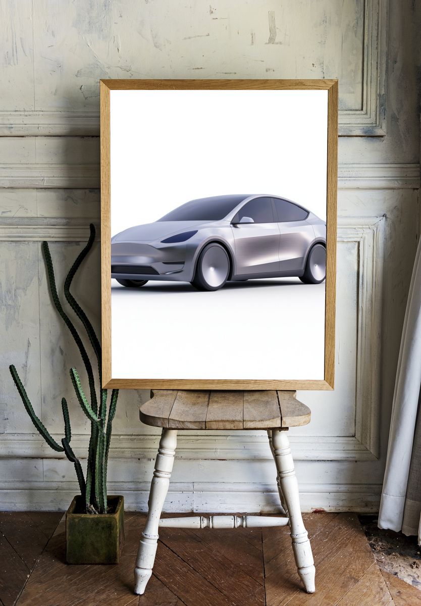 Futuristic Electric Car Poster. — room view 1