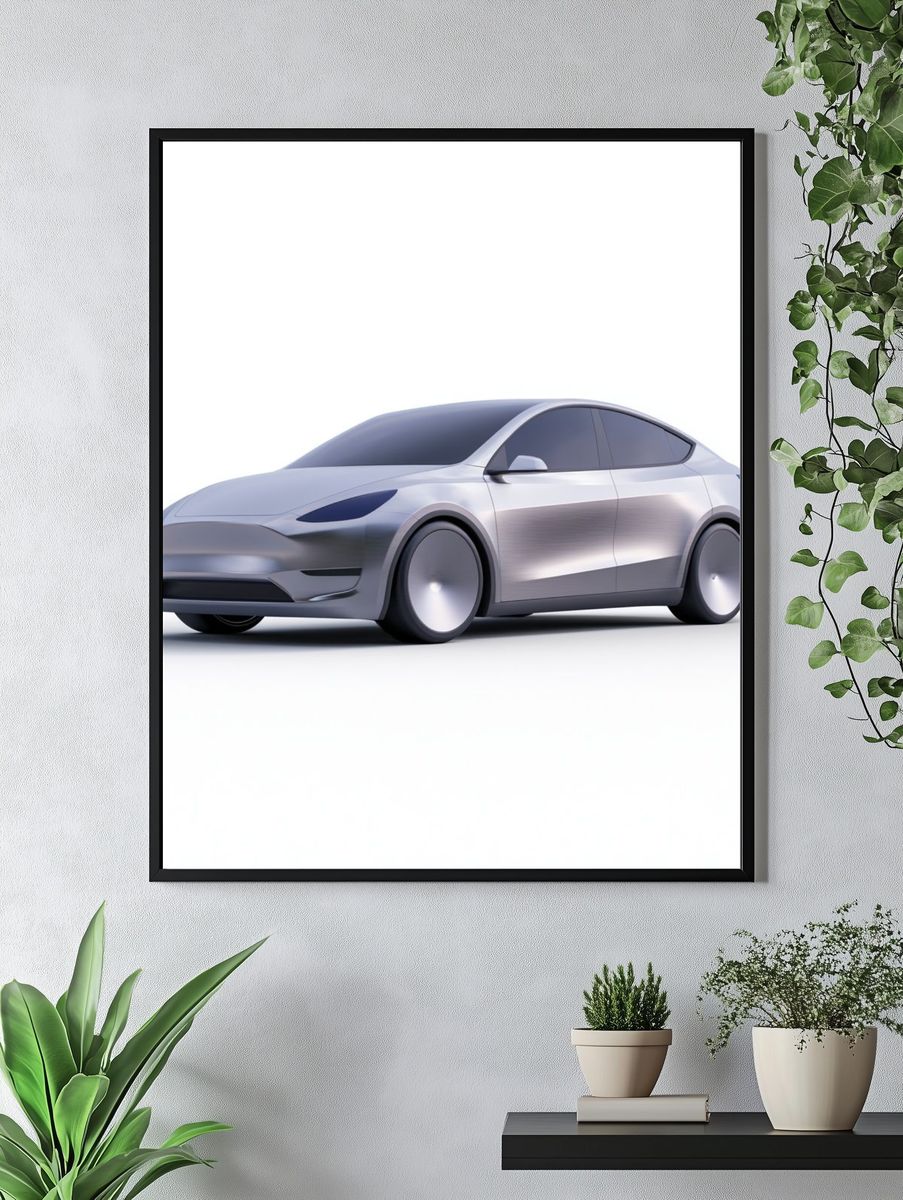 Futuristic Electric Car Poster. — room view 4