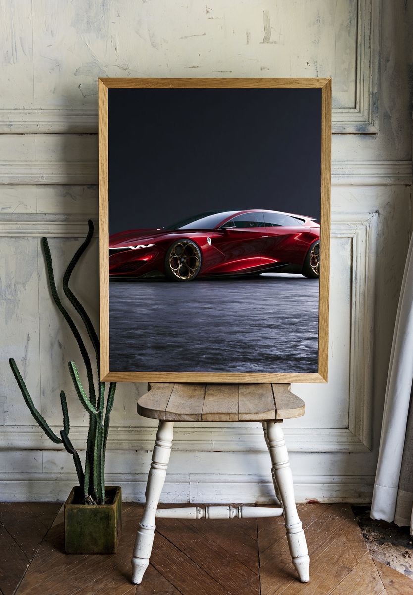 Red Concept Sports Car Photography Poster. — room view 1