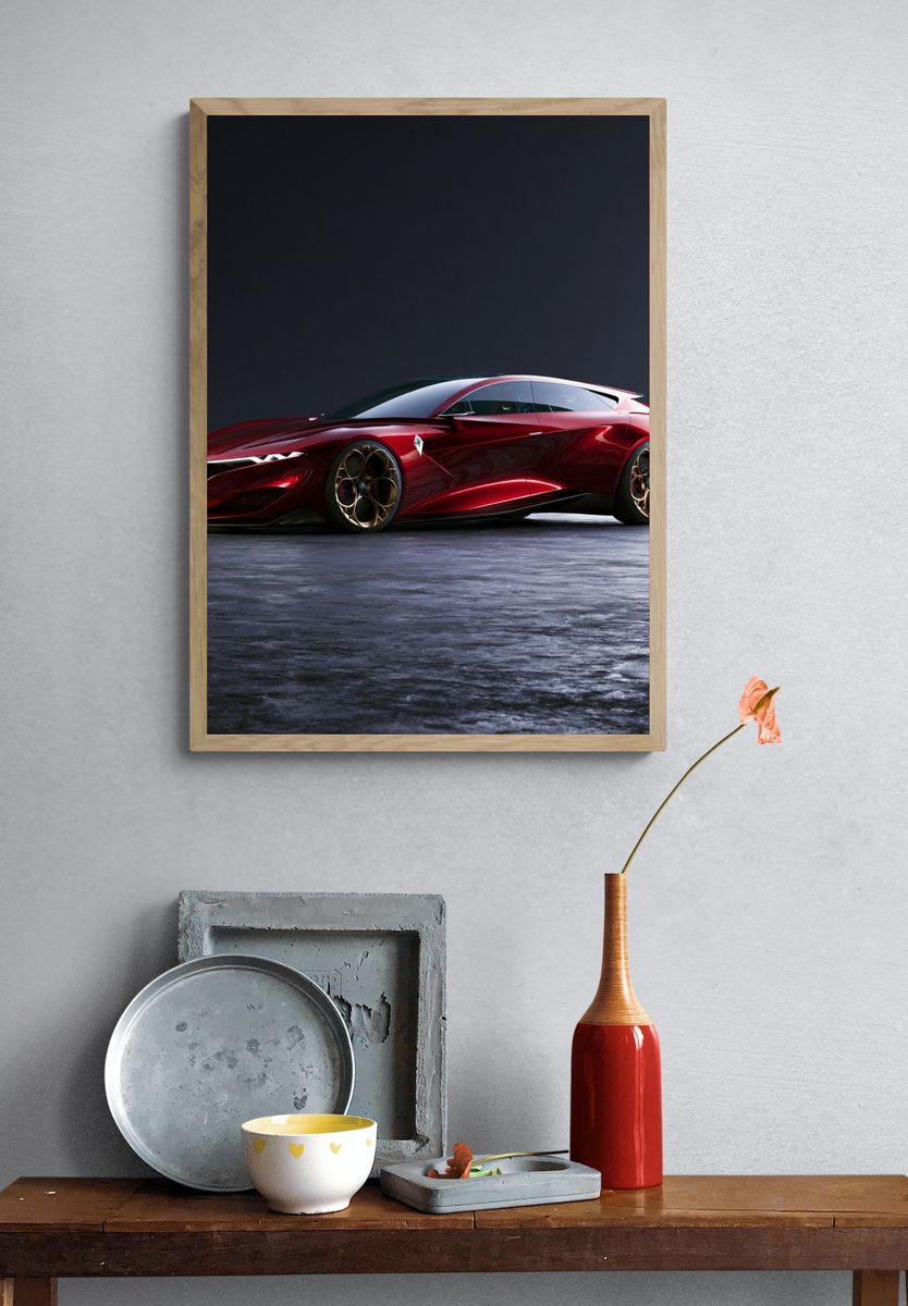 Red Concept Sports Car Photography Poster. — room view 3