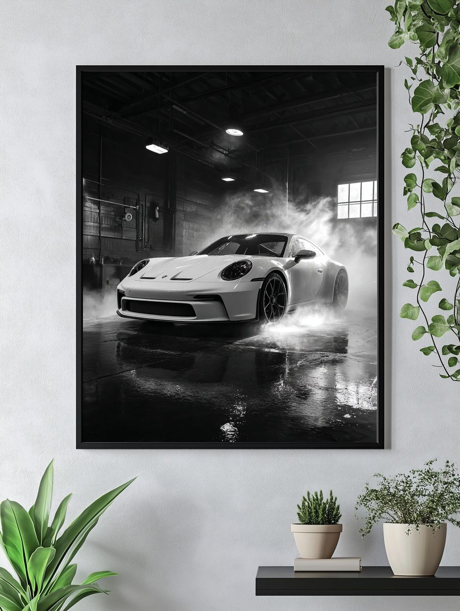Porsche 911 in Smoke — Photography Print. — room view 4