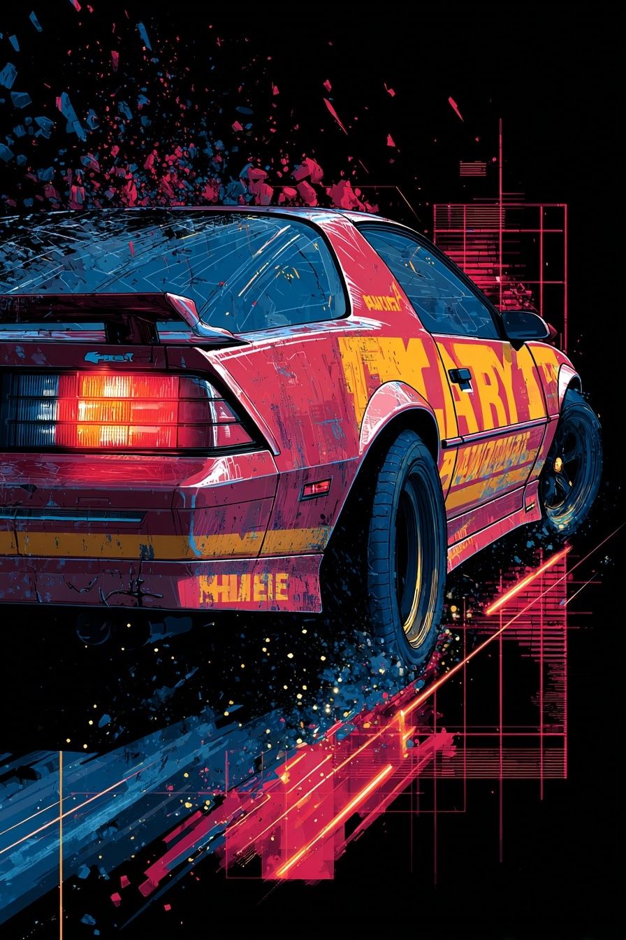 Retro Sports Car — Digital Art Print. poster — illustration art