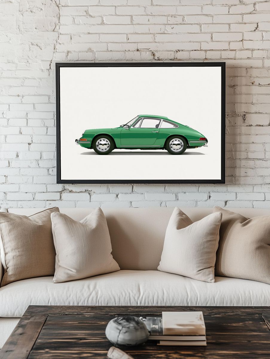 Green Classic Sports Car Photography Poster. — room view 1