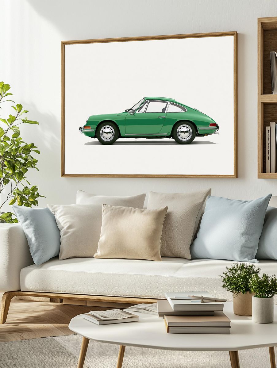 Green Classic Sports Car Photography Poster. — room view 2